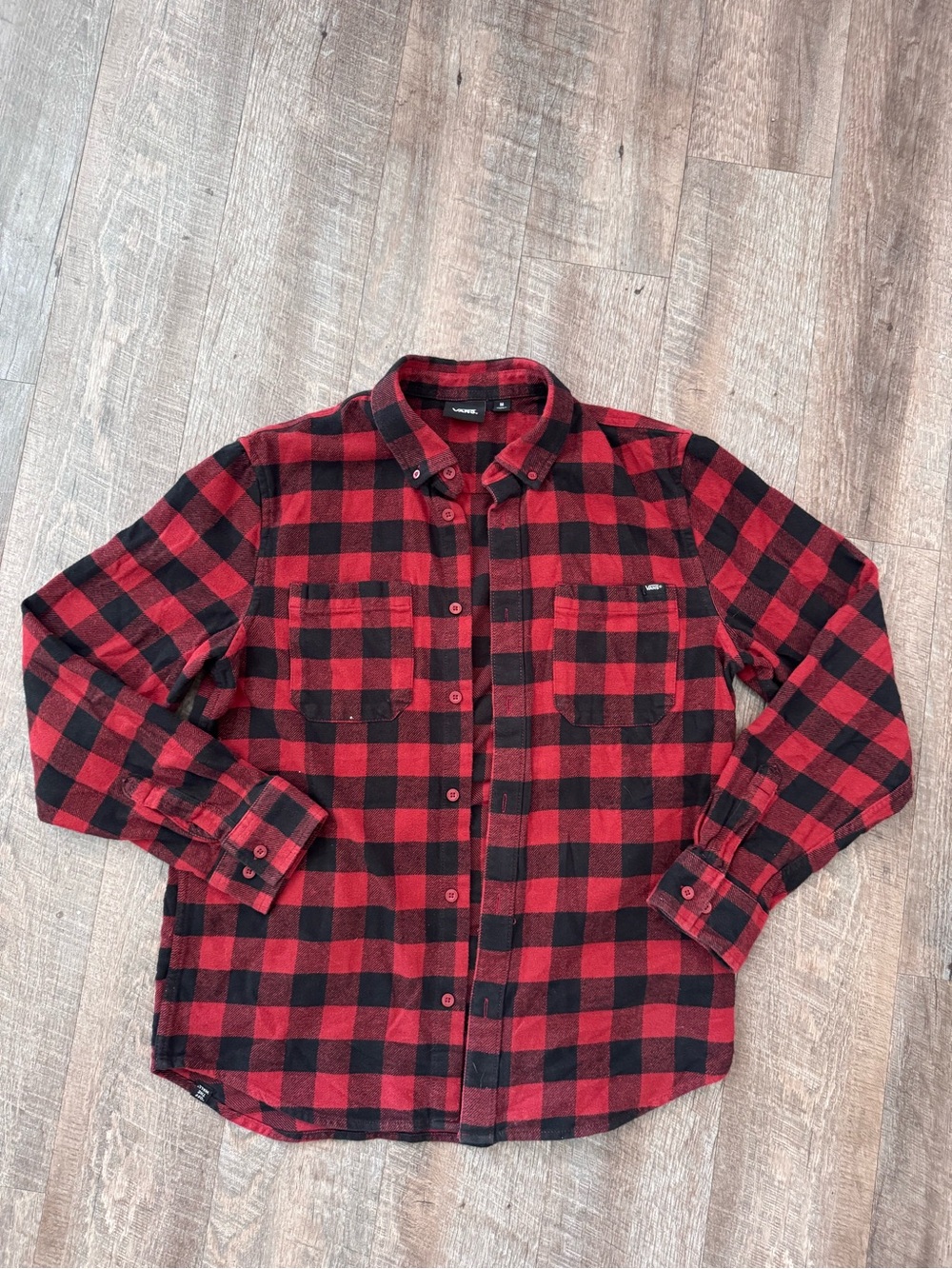 Vans Red and Black Buffalo Plaid Button-Down Shirt